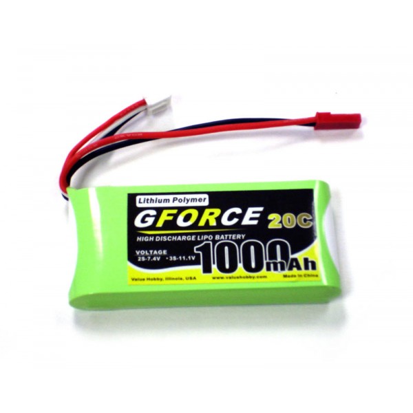 GForce 20C 1000mAh 2S 7.4V LiPO (JST Connector)