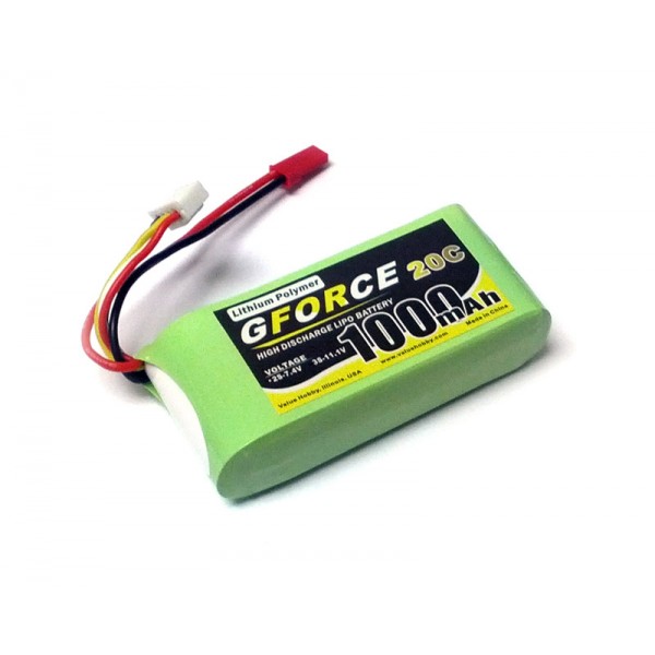 GForce 20C 1000mAh 3S 11.1V LiPO (JST Connector)