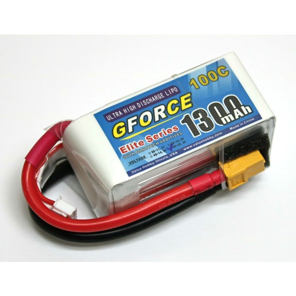 GForce Elite Series 100C 1300mAh 6S 22.2V LiPO (XT60 Connector)