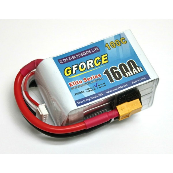 GForce Elite Series 100C 1600mAh 5S 18.5V LiPO (XT60 Connector)