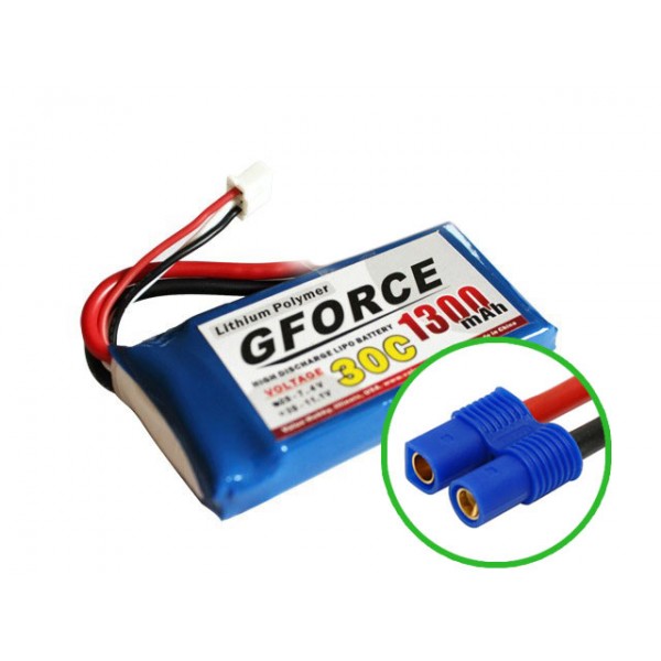 GForce 30C 1300mAh 2S 7.4V LiPO (EC3 Connector)