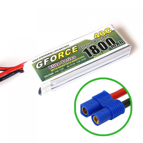 GForce Elite Series 40C 1800mAh 3S 11.1V LiPO (EC3 Connector)