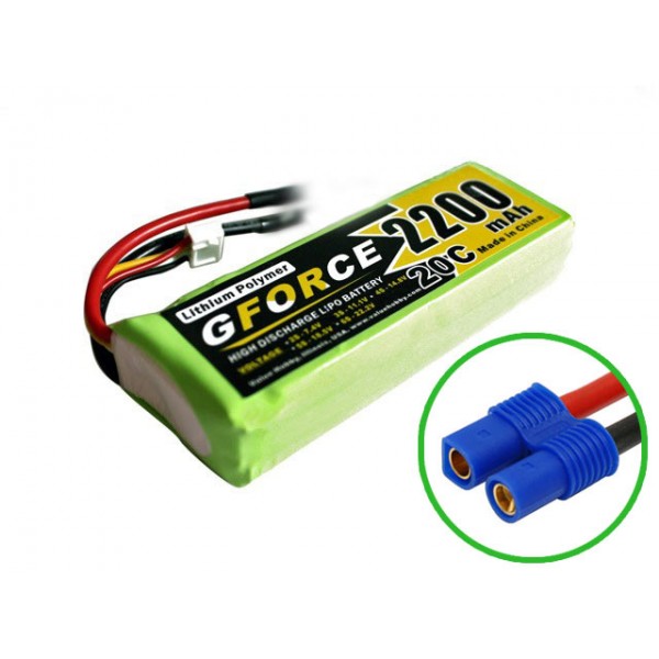 GForce 20C 2200mAh 3S 11.1V LiPO-EC3