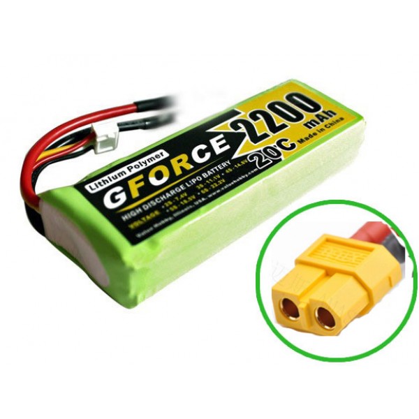 GForce 20C 2200mAh 3S 11.1V LiPO (XT60 Connector)