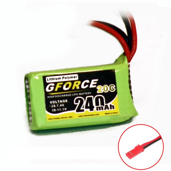 GForce 20C 240mAh 2S 7.4V LiPO (JST)
