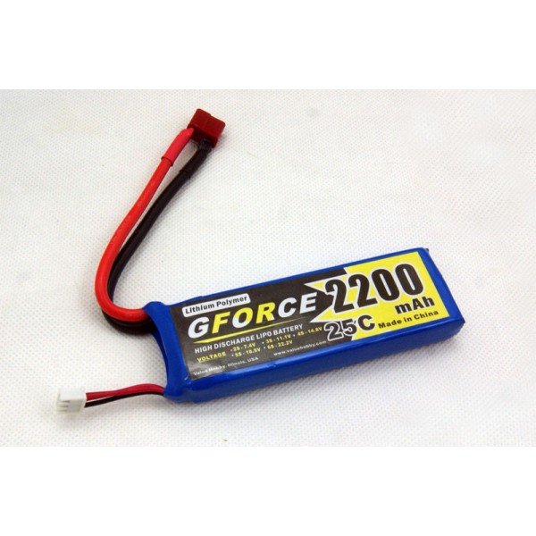 DISC GForce 25C 2200mah 2S 7.4V LiPO (T-Connector)