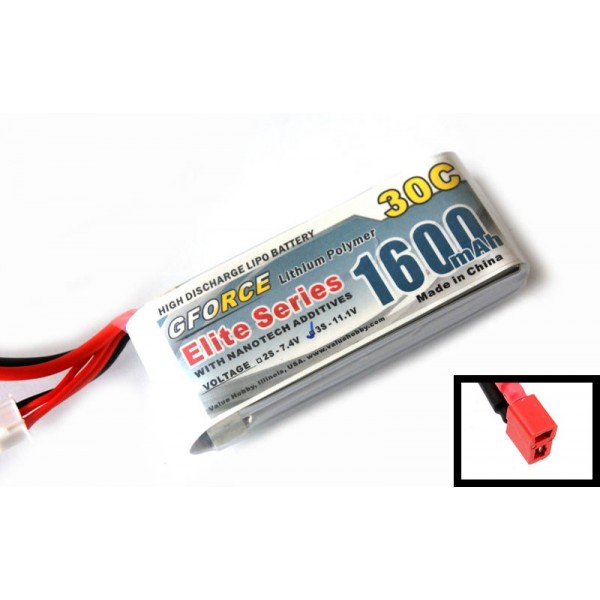 GForce Elite Series 30C 1600mAh 3S 11.1V LiPO (T-Connector)