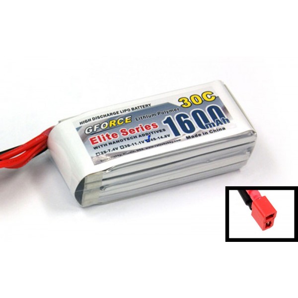 GForce Elite Series 30C 1600mAh 4S 14.8V LiPO (T-Connector)