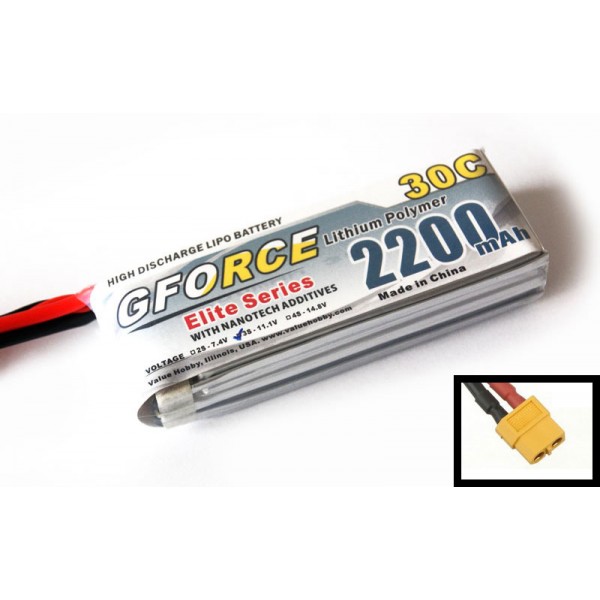 GForce Elite Series 30C 2200mAh 3S 11.1V LiPO (XT60 Connector)