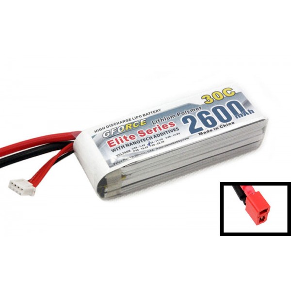 GForce Elite Series 30C 2600mAh 3S 11.1V LiPO (T-Connector)