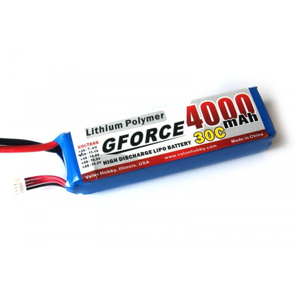GForce 30C 4000mAh 3S 11.1V LiPO (T-Connector)