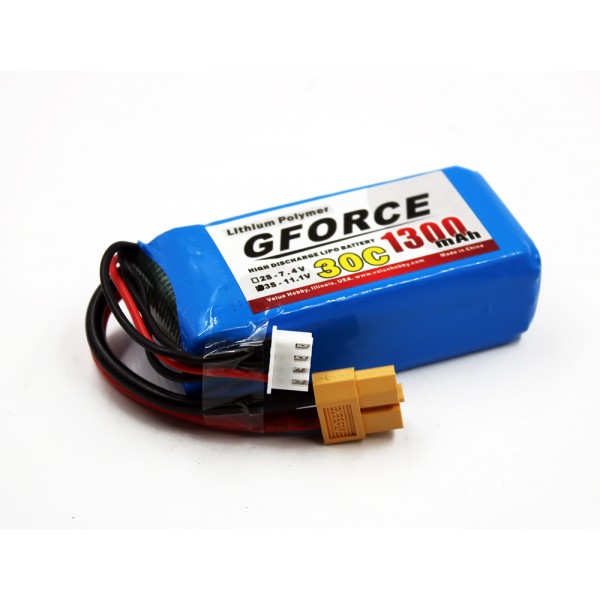 GForce 30C 1300mAh 3S 11.1V LiPO (XT60 Connector)