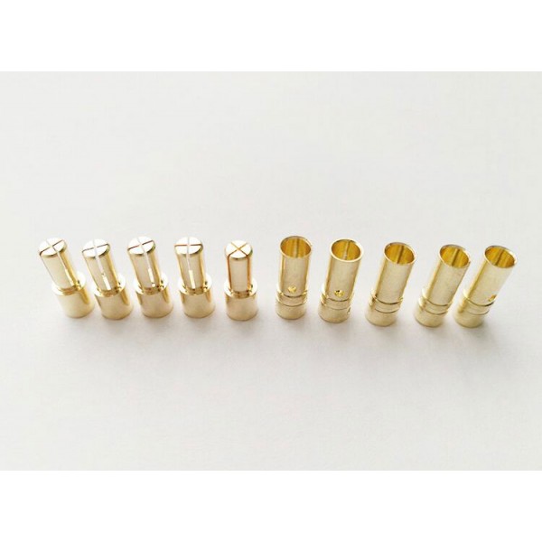 Gold Plated 3.5mm Bullet Connector Male+Female Pair (5 Sets)
