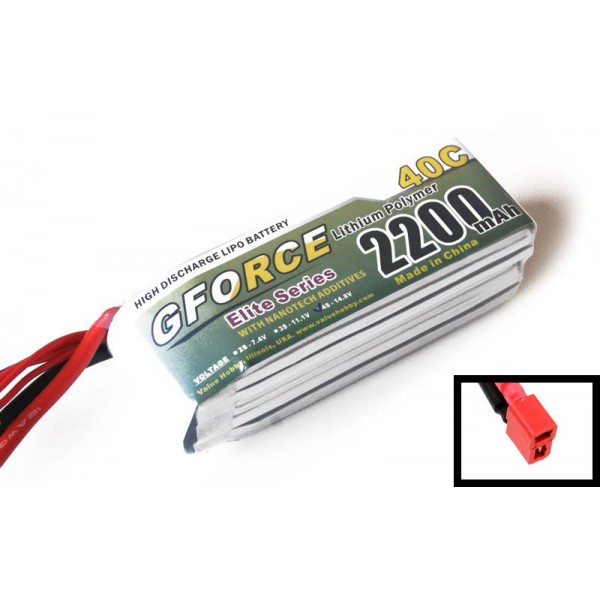 GForce Elite Series 40C 2200mAh 4S 14.8V LiPO (T-Connector)