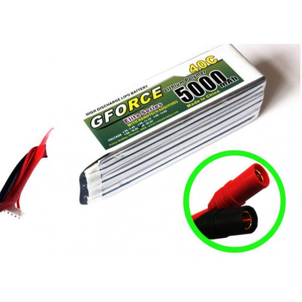GForce Elite Series 40C 5000mAh 6S 22.2V LiPO (AS150 Connector)