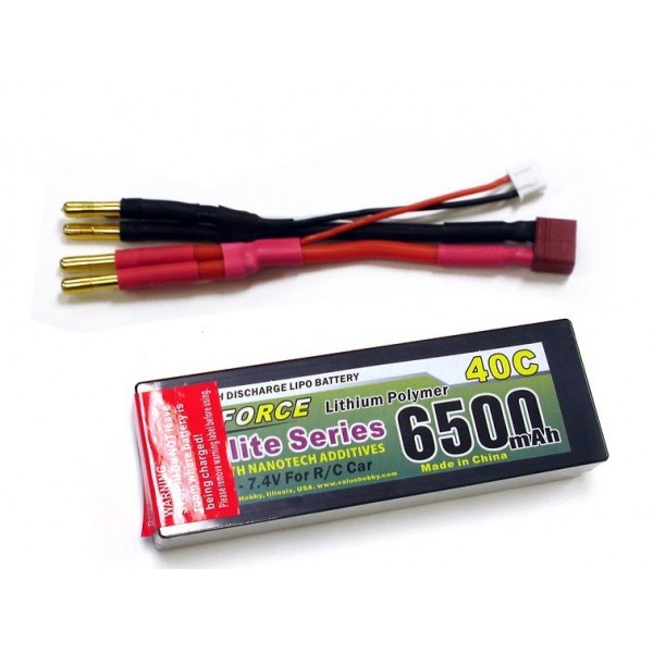 GForce Elite Series 40C 6500mAh 2S Hard Case Car LiPO Pack (T-Connector)