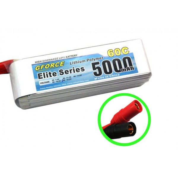 GForce Elite Series 60C 5000mAh 6S 22.2V LiPO (AS150 Connector)