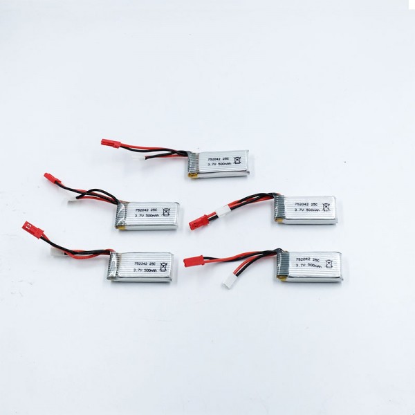 5pcs 25C 500mAh 1S 3.7V LiPO (Molex/JST)