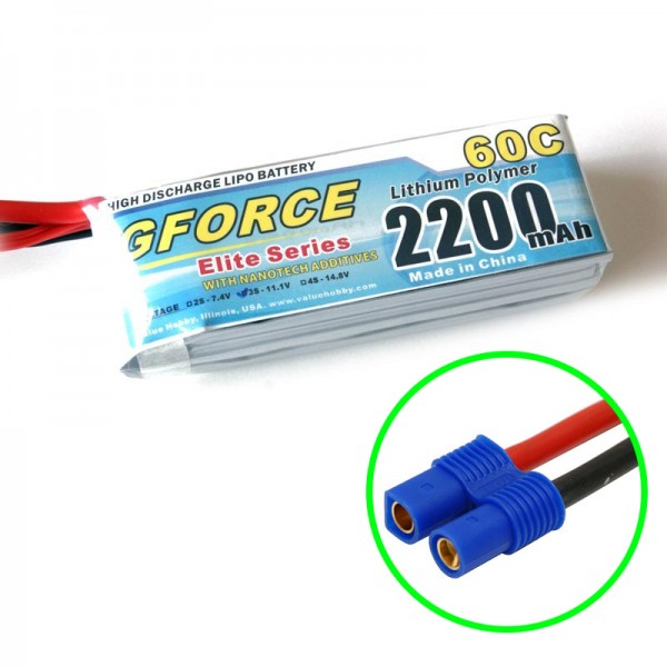 GForce Elite Series 60C 2200mAh 3S 11.1V LiPO (EC3 Connector)