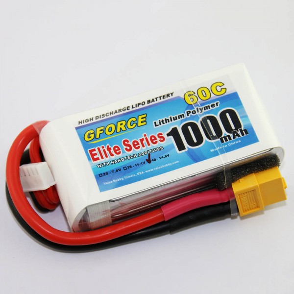 GForce Elite Series 60C 1000mAh 4S 14.8V LiPO (XT60 Connector)