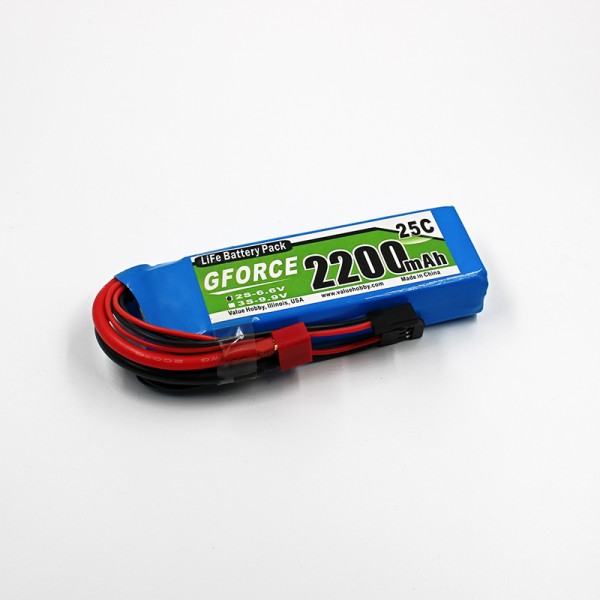 GForce 25C 2200mAh 2S 6.6V LiFe RX Pack