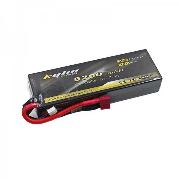 Kylin 35C 5200mAh 2S 7.4V Hard Case Car LiPO Pack (T-Connector)