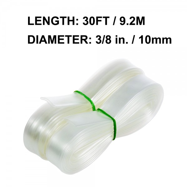 3/8in Clear Heat Shrink Tubing 30ft (2:1 Shrink Ratio)