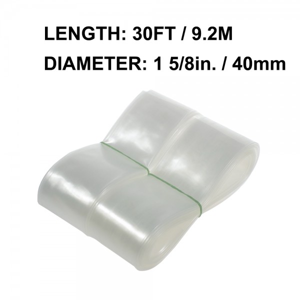 1-1/2in Clear Heat Shrink Tubing 30ft (2:1 Shrink Ratio)