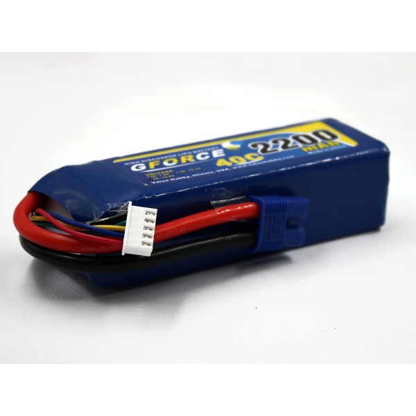 GForce 40C 2200mAh 4S 14.8V LiPO (EC3 Connector)