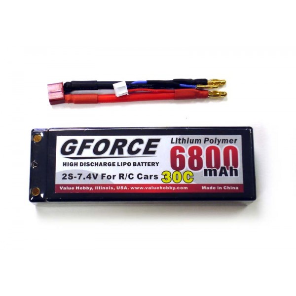 DISC GForce 30C 6800mAh 2S Hard Case Car LiPO Pack (T-Connector)