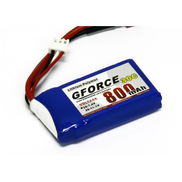 GForce 30C 800mAh 2S 7.4V LiPO (JST Connector)