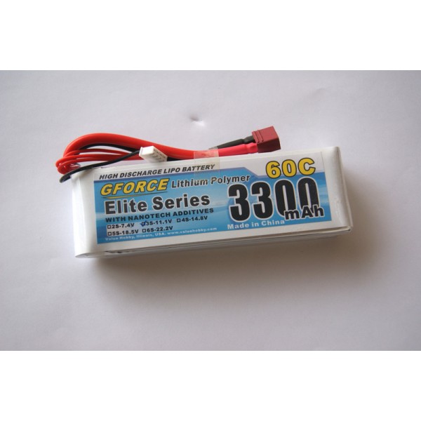 GForce Elite Series 60C 3300mAh 3S 11.1V LiPO (T-Connector)