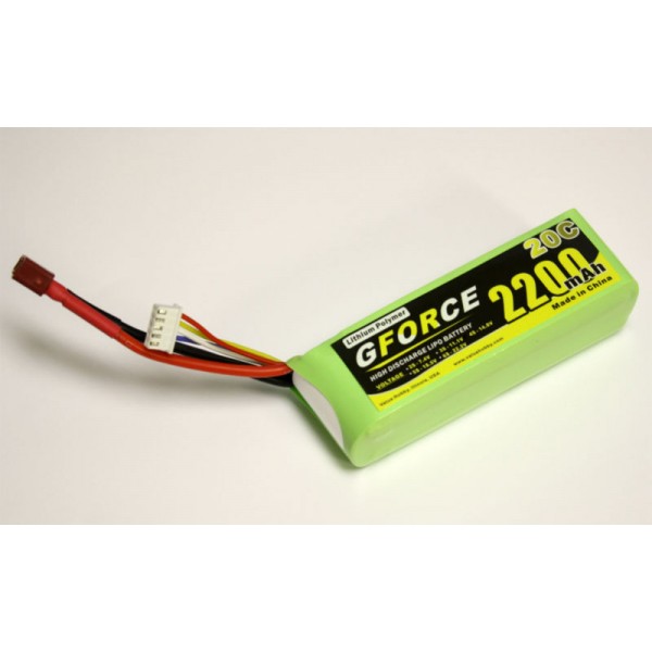 GForce 20C 2200mAh 4S 14.8V LiPO (T Connector)