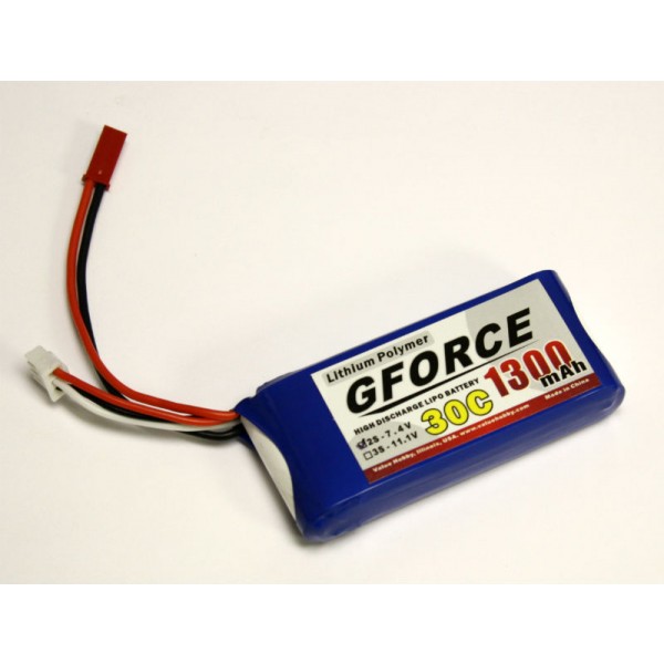 GForce 30C 1300mAh 2S 7.4V LiPO (JST Connector)