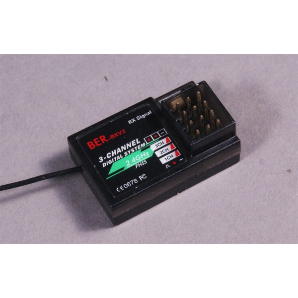BER RXV2 2.4GHz 3CH Telemetry Receiver (Surface Vehicels)