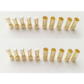 Gold Plated 3.5mm Bullet Connector Male+Female Pair (10 Sets)