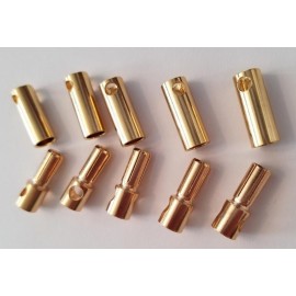 Gold Plated 5.5mm Bullet Connector Male+Female Pair (5 Sets)