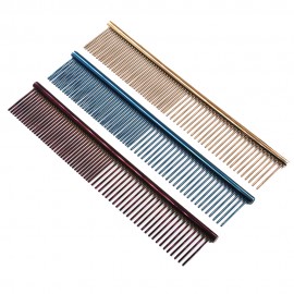 Steel Grooming Comb 3-Piece Set (Gold/Blue/Purple)