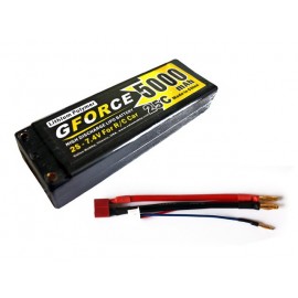 GForce 25C 5000mAh 2S Hard Case Car LiPO Pack (T-Connector)